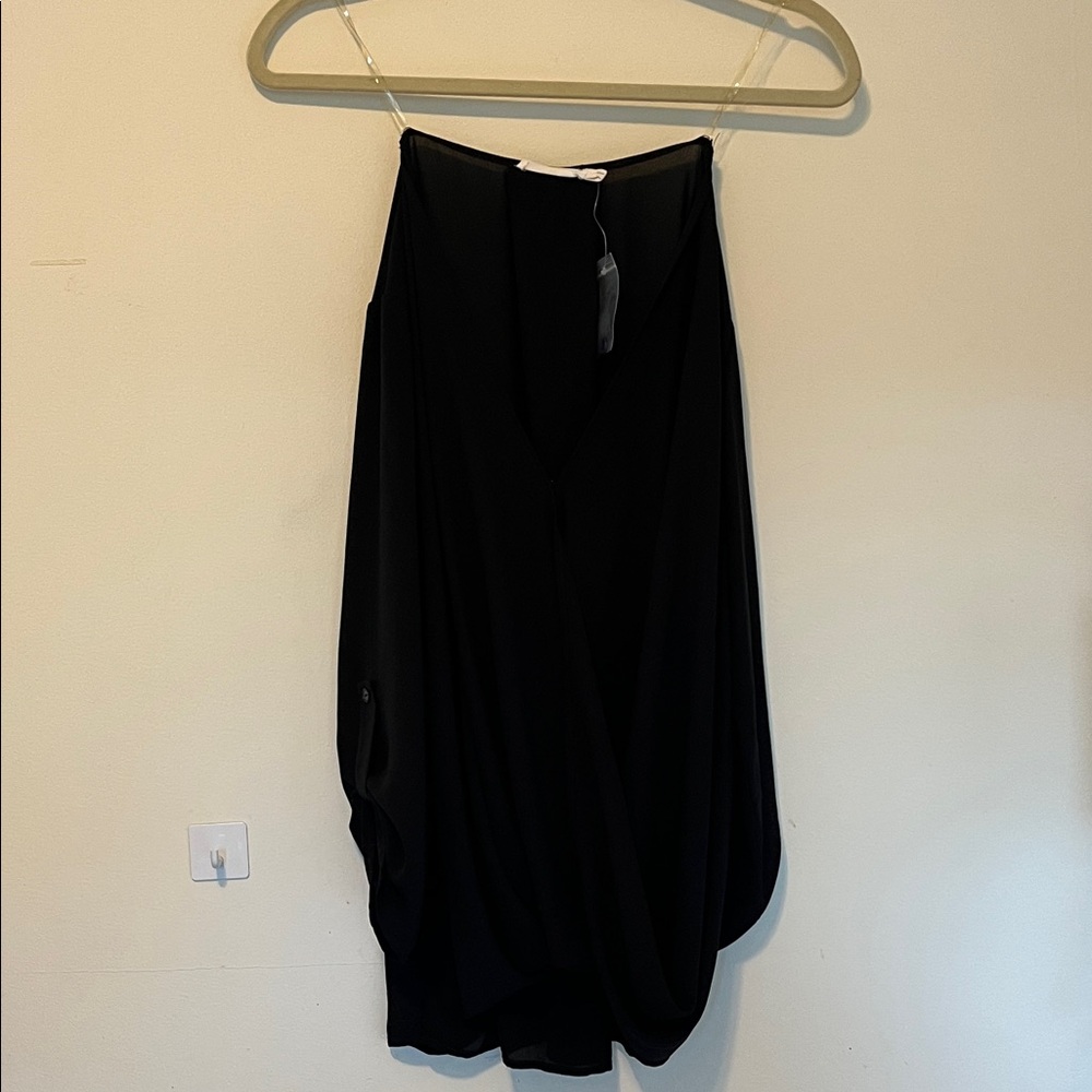 Lush Black Drape Blouse